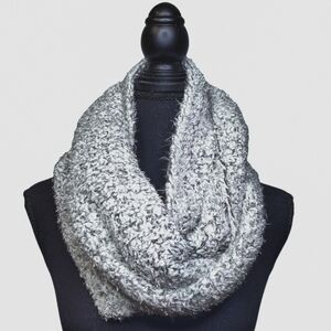 Infinity Scarf Soft Gray Boucle Chunky Knit Women's Winter Dressy Warm Neck Wrap